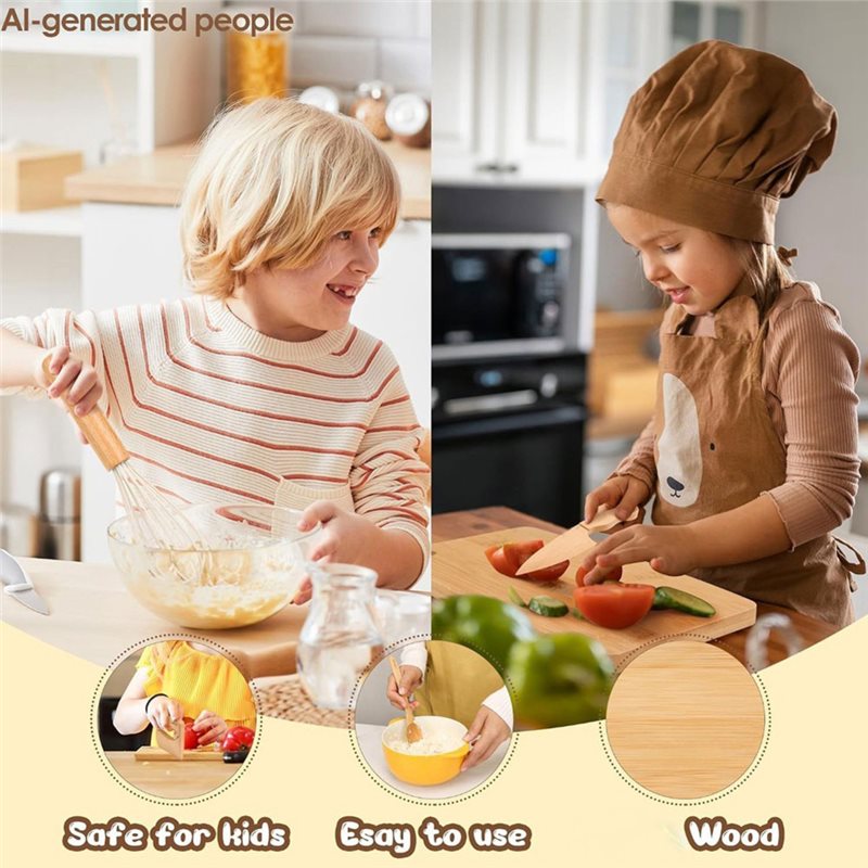 ABUG-Wooden Kids Knife And Tod - Kitchen Kids Baking Set 评论和价格