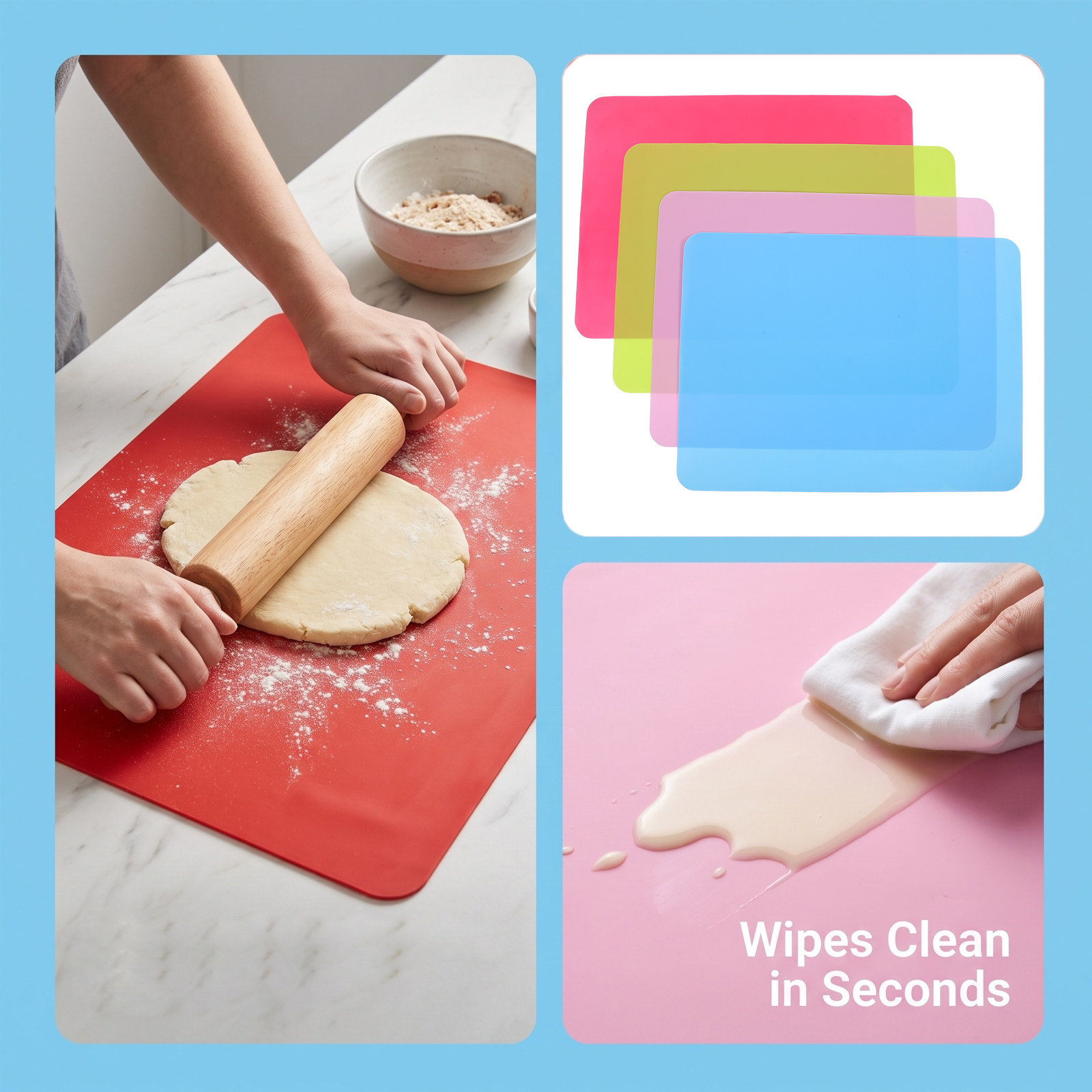 4 pcs Pastry Dough Rolling Bak - Kitchen Roller Baking 评论和价格
